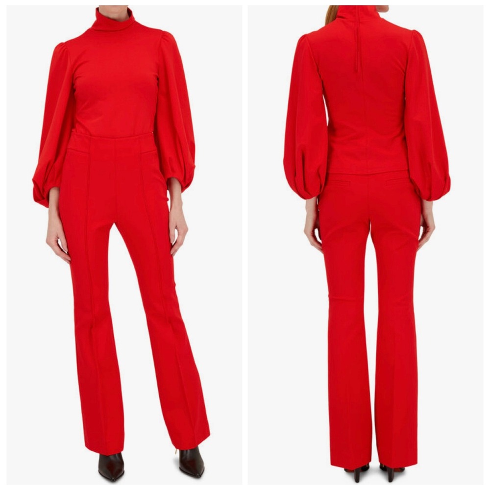 DOROTHEE SCHUMACHER Emotional Essence Top Womens XL Red Balloon Sleeve Mock Neck